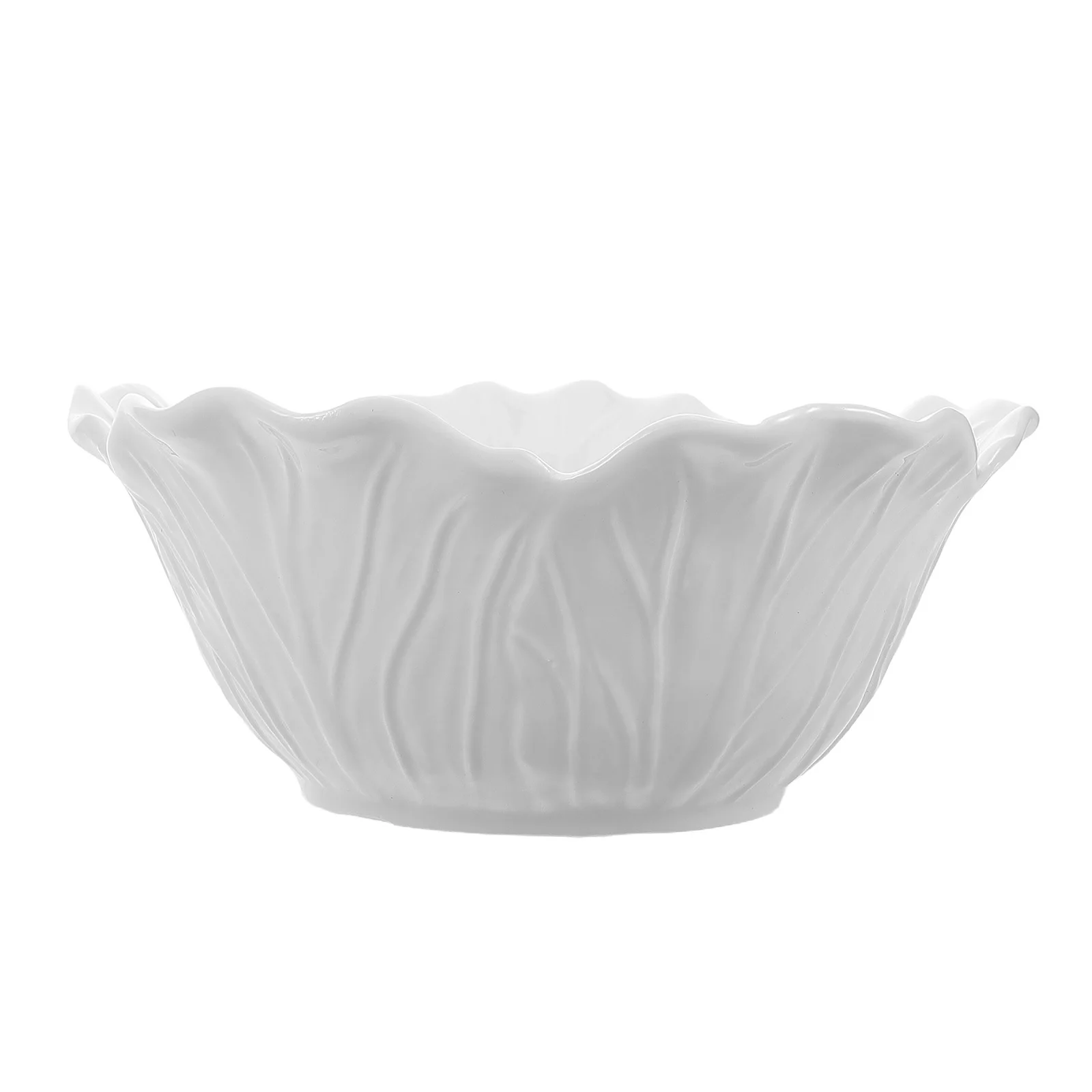 

Creative Dinner Bowl White Porcelain Flower Embossed Deep Cabbage Design Soup Salad Serving Dish For Ice Cream Cereal