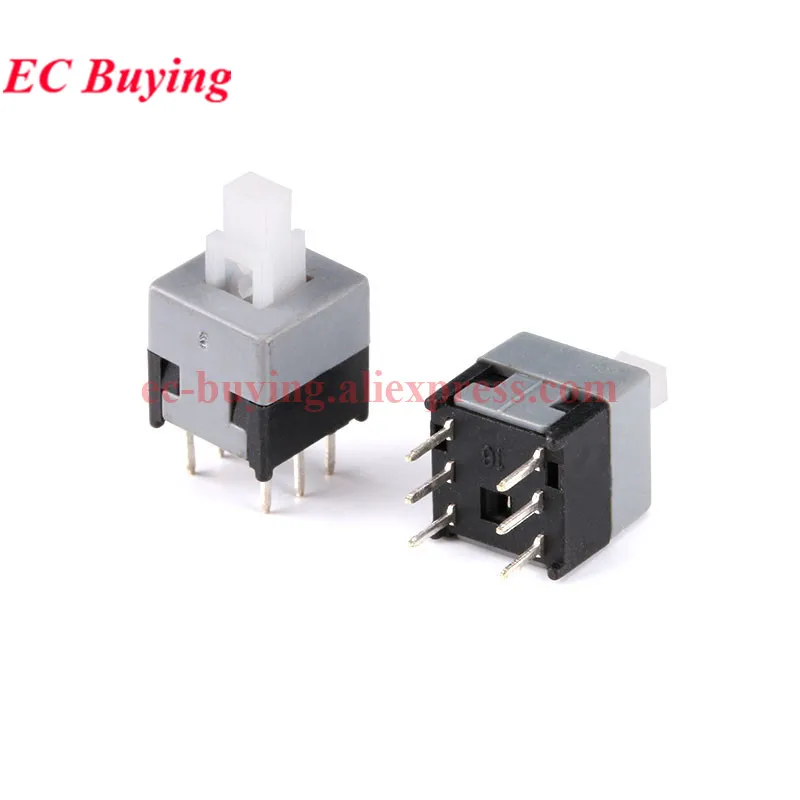 10-100Pcs 5.8x5.8 7x7 8x8 8.5x8.5mm Self Locking UNlock No-lock Push Tactile Power Micro Switch 6 Pin Button Switches 7X7mm Cap
