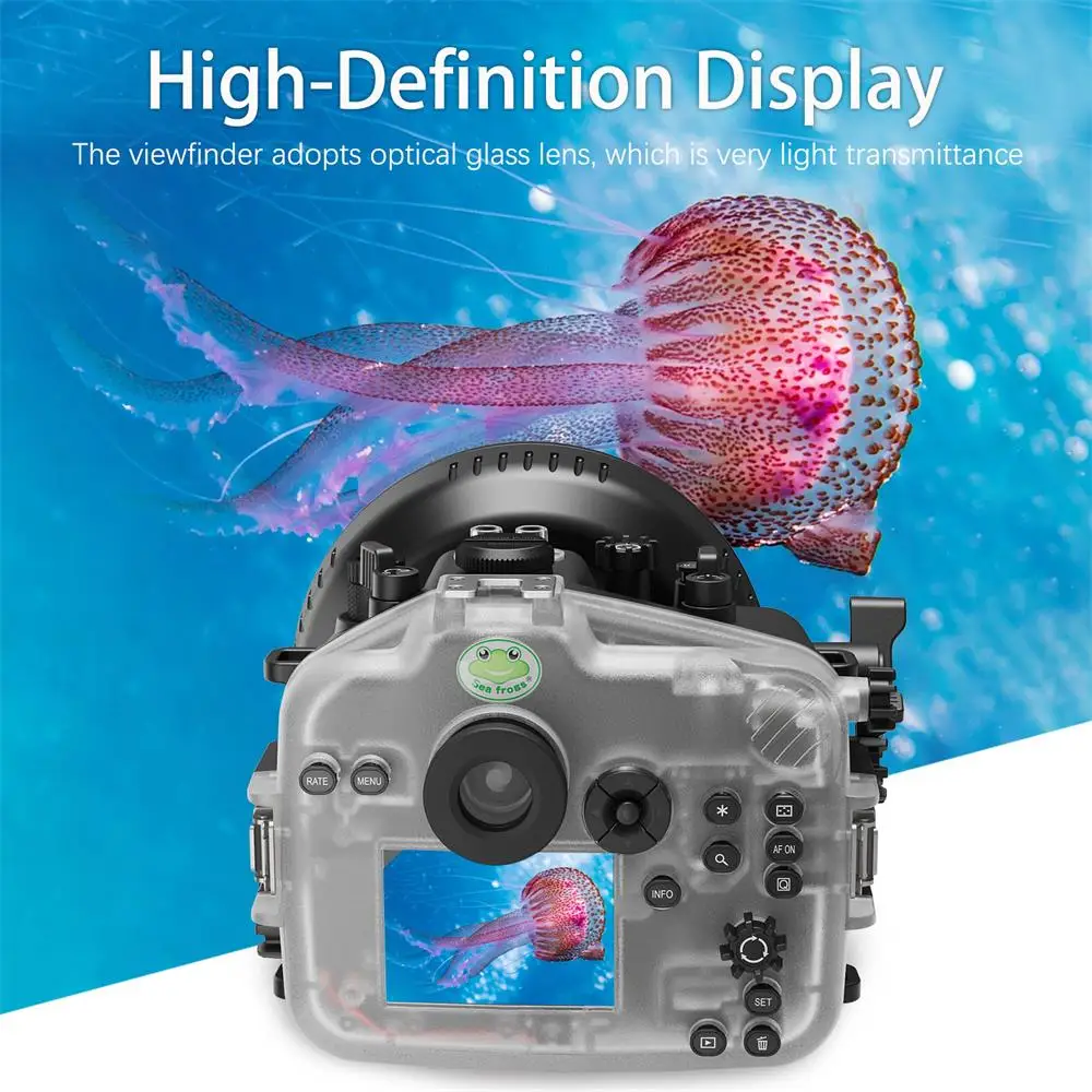 Seafrogs 40M/130FT Underwater Camera Housing Waterproof Case For Canon EOS R6 II With Flat Port (FL60)