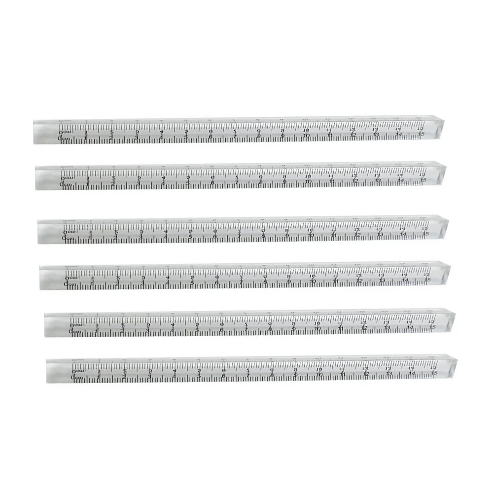 6Pcs Triangle Ruler Straight Edge Clear Plastic Student Ruler for School Office Drawing Measuring Tools Educational