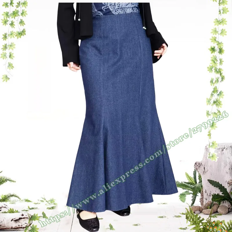 Plus Size 2026 Autumn Jeans Mermaid Tail mermaid Skirts. Retro Casual OL office Denim Casual Long skirt for Womens