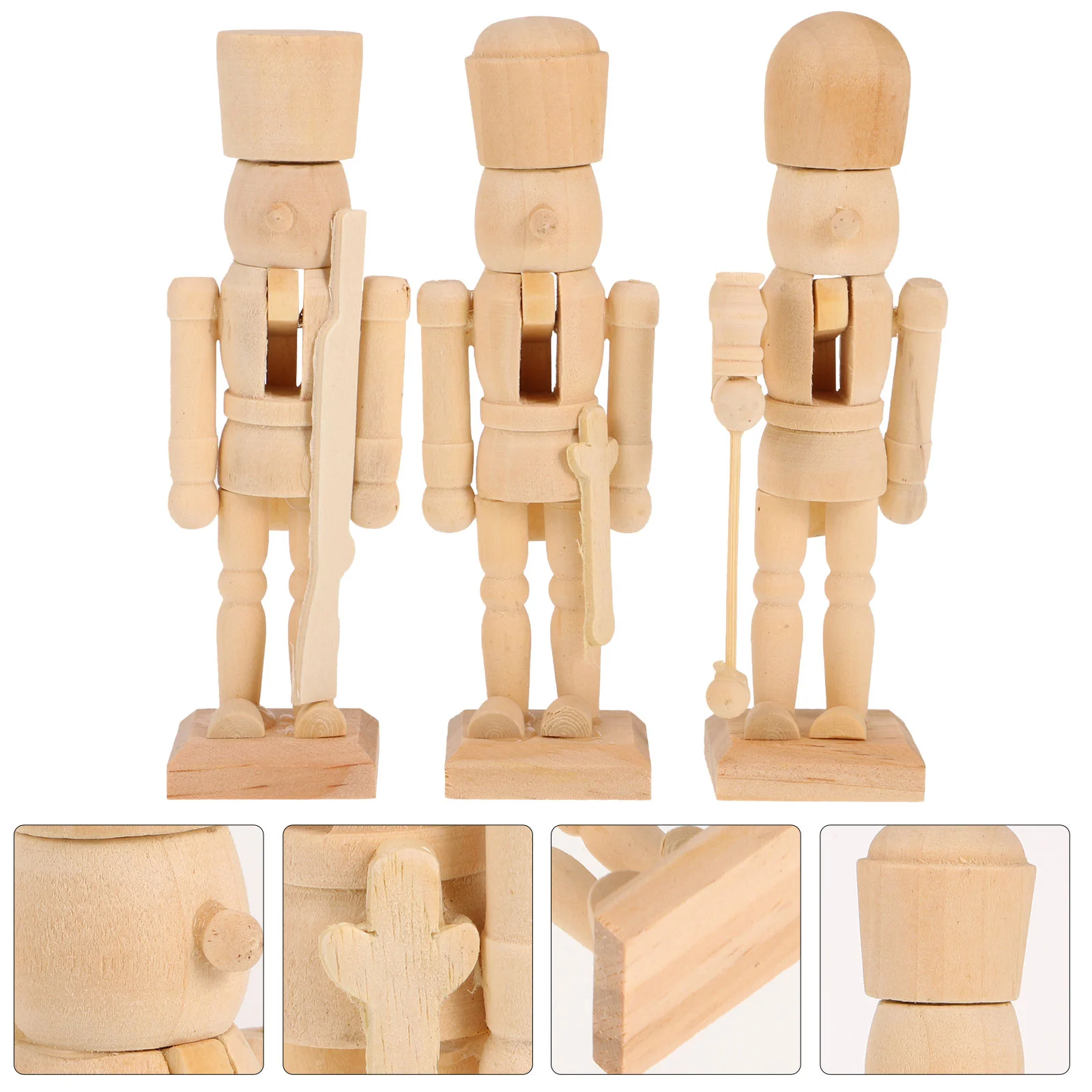 Nutcracker DIY Paintable Puppet White Embryo Walnut Soldier Ornaments Christmas