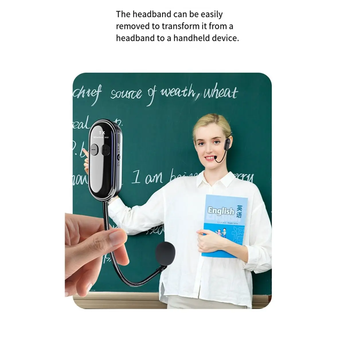 

*Отличная беспроводная микрофонная гарнитура 2 в 1, микрофонная система дальнего действия, микрофонный усилитель голоса для обучающих выступлений на сцене