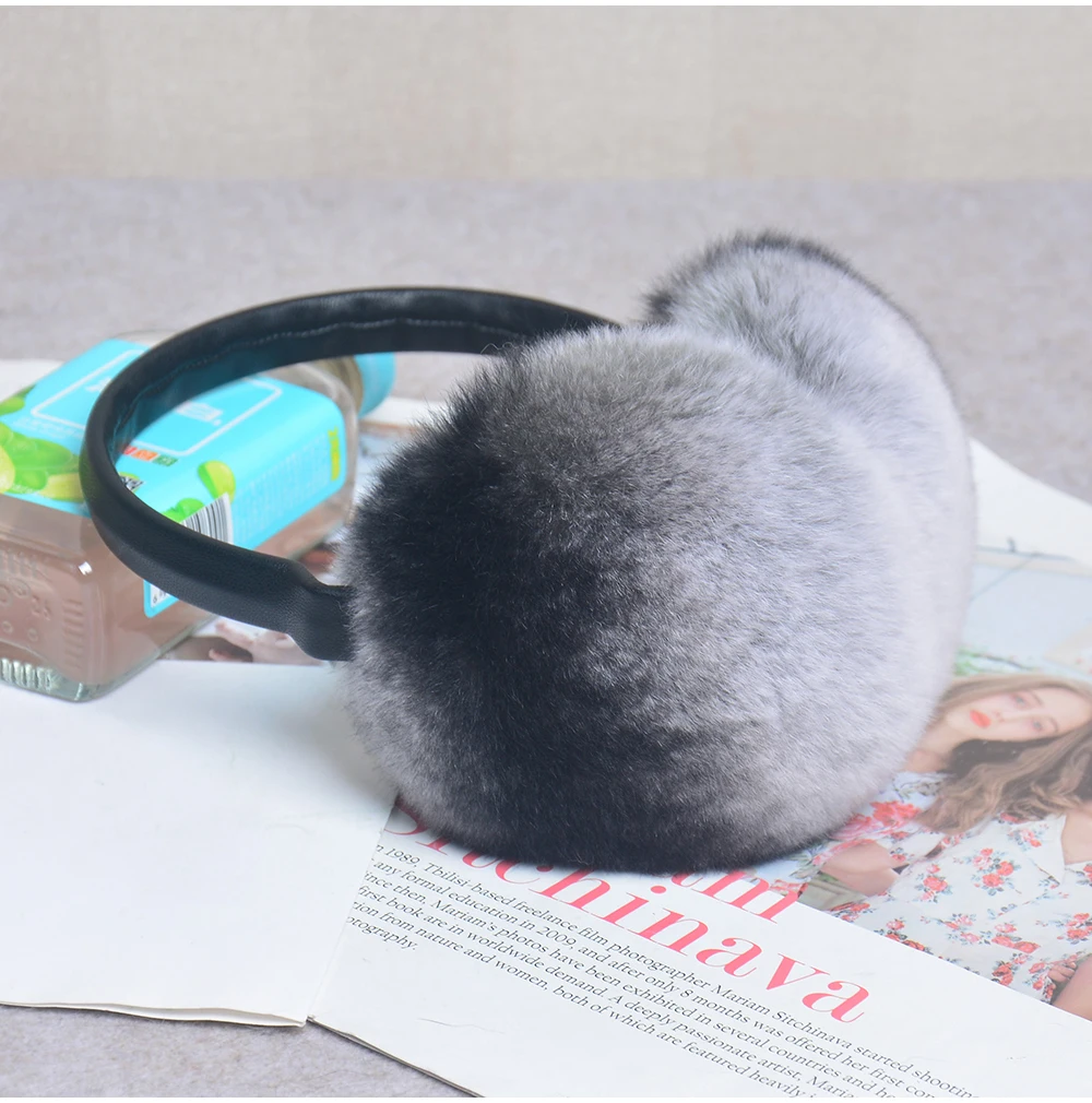 Rex Rabbit Fur Hang Ear Cover Warm Winter Earmuffs Headwear Ear Muffs Fur Earmuffs Cold Ear Warmer Fold Ear Protection Headband