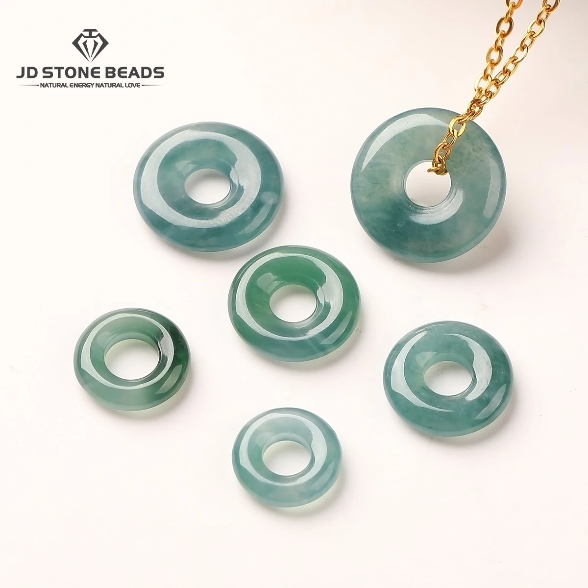 

5 Pcs/lot Natural Stone Guatemala Jadeite Peace Buckle Bead for Jewelry Making DIY Necklace Bracelet Charms Accessory 10-20mm