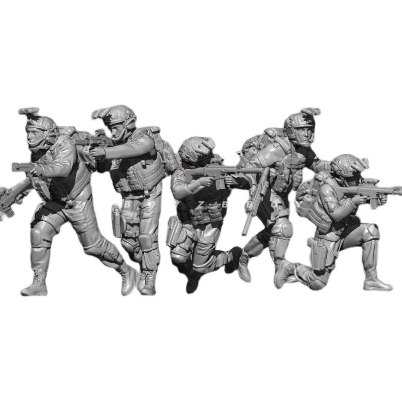 1/35 5 American Special Forces Personnel Miniatures GK Resin Figures Unassembled and Unpainted Diy Model Kit Toys