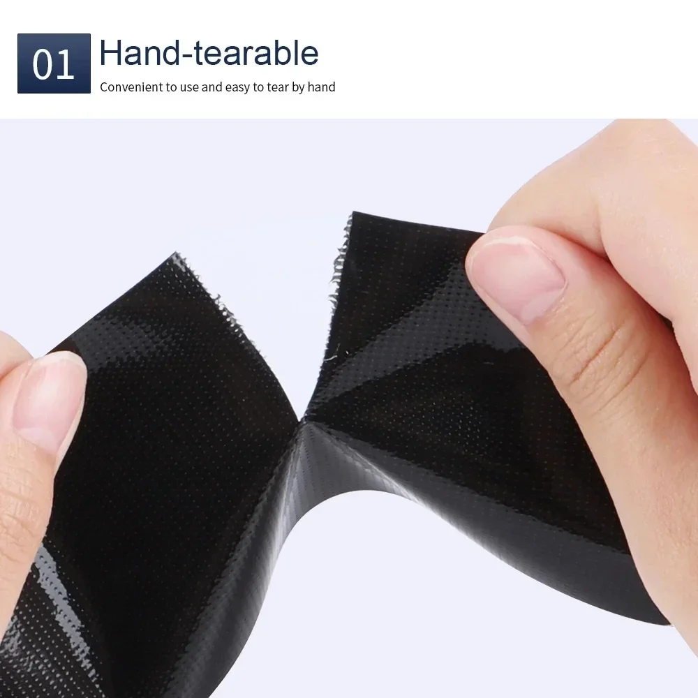 방수 헤비 듀티 파이프 단면 검정색 천 기반 테이프 찢어짐 방지 강력한 접착 바닥 덕트 홈 접착제 번 고정