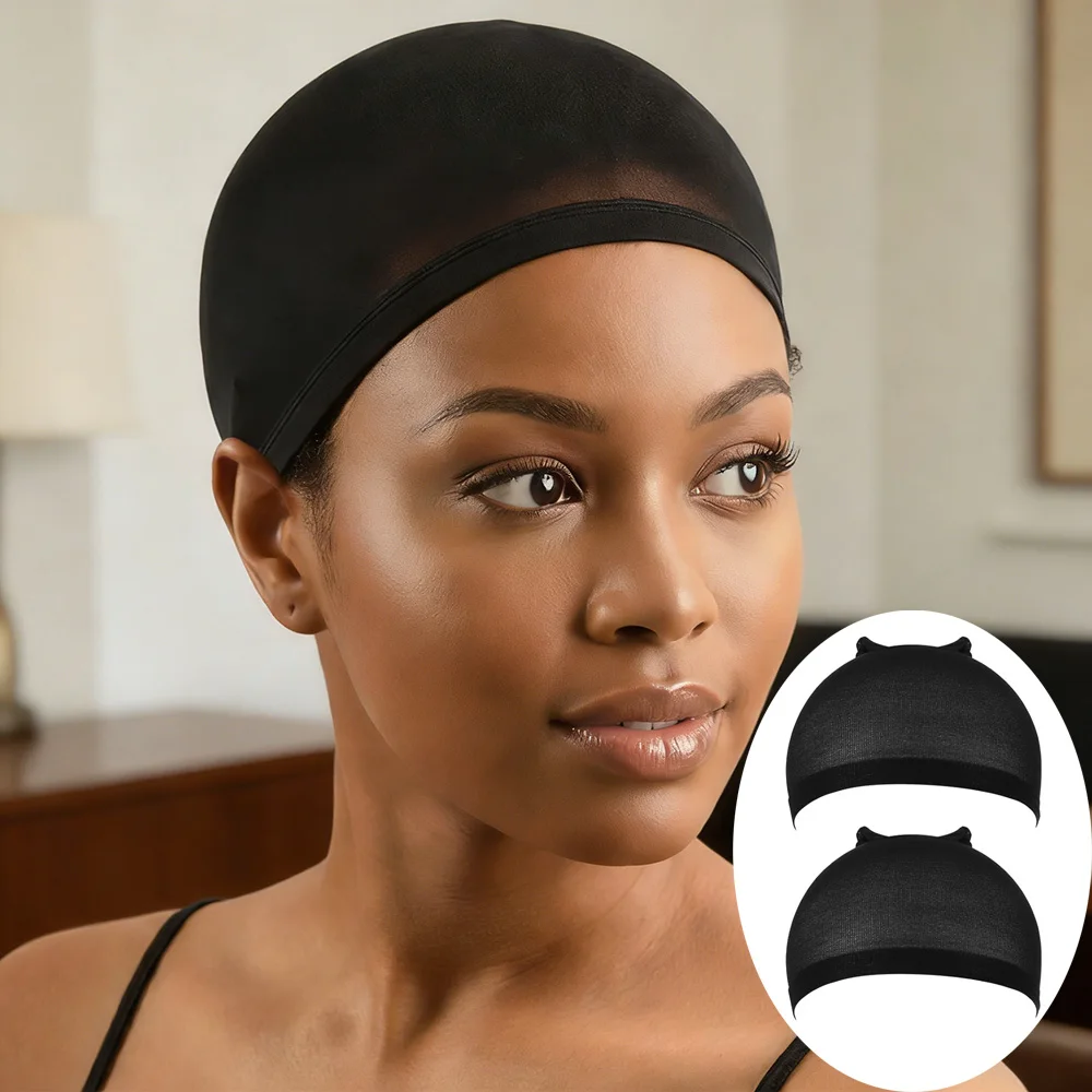 

Pack of two Black Wig Caps One-Size-Fits-All,Nylon Hair Nets Suitable for Wigs&Hairpieces, Cosplay,Daily Wear,Elastic Comfortal
