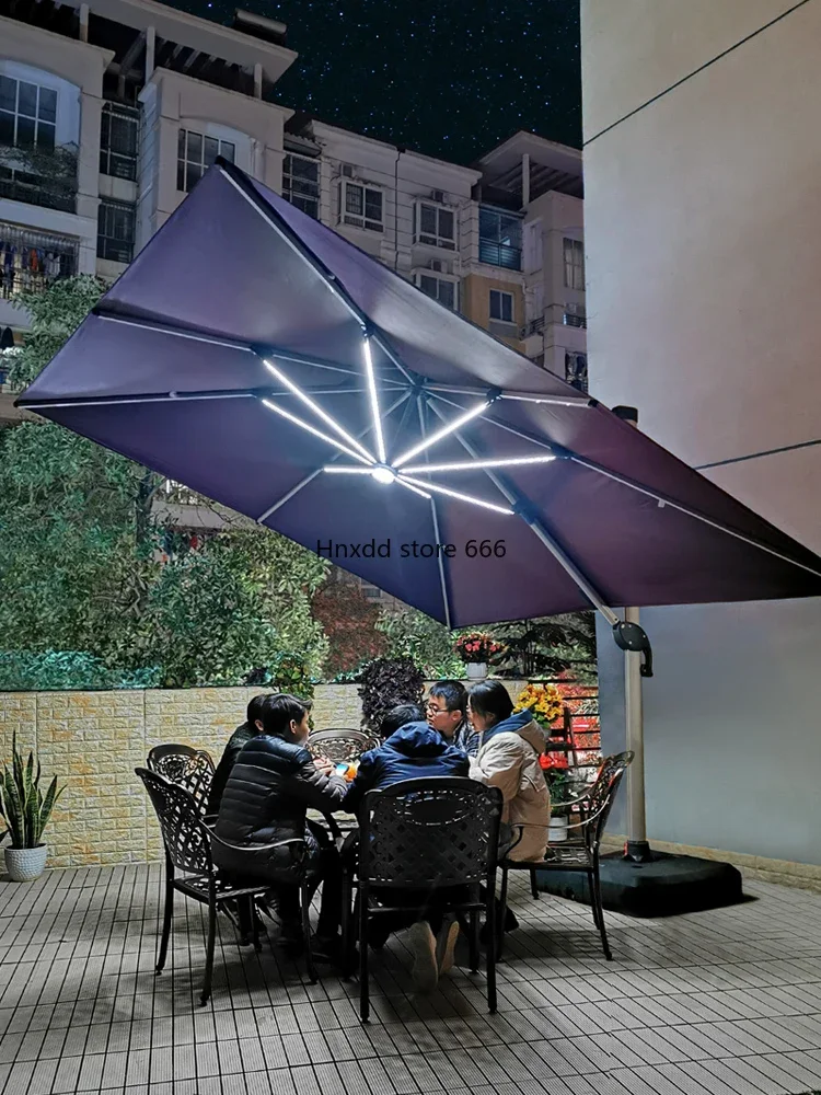 Sunshade courtyard umbrella open-air stall square LED large solar Roman umbrella