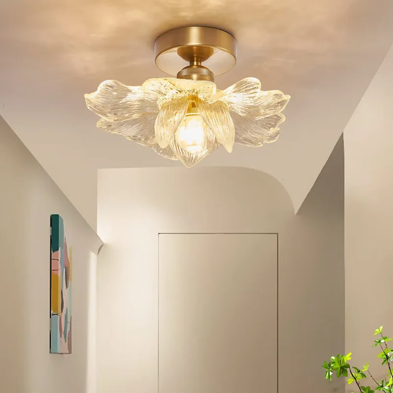 Nordic Restaurant Flower Led Ceiling Light Modern Coffee Shop Ceiling Lamp Bedroom Bedside Bar Fresh E27 Hang Lamp Decoration