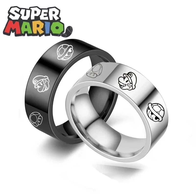 Super Mario Anime Rings Fashion Jewelry Mario Stainless Steel Women\'s Accessories Couple Ring Party Wedding Gifts