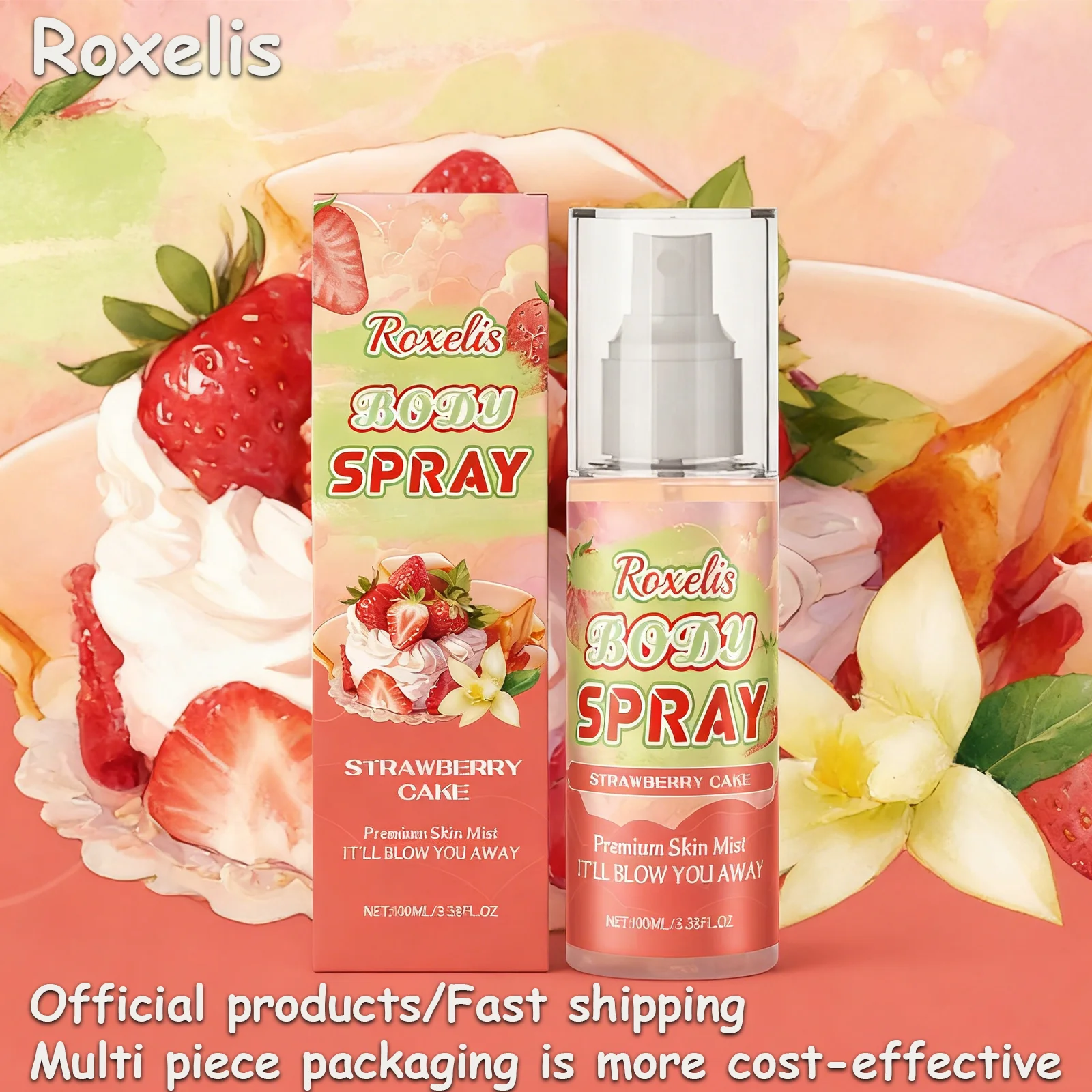 

Roxelis Juicy Strawberry Cake Туман для тела, стойкий свежий и мягкий аромат, элегантный многослойный парфюм для повседневного ношения