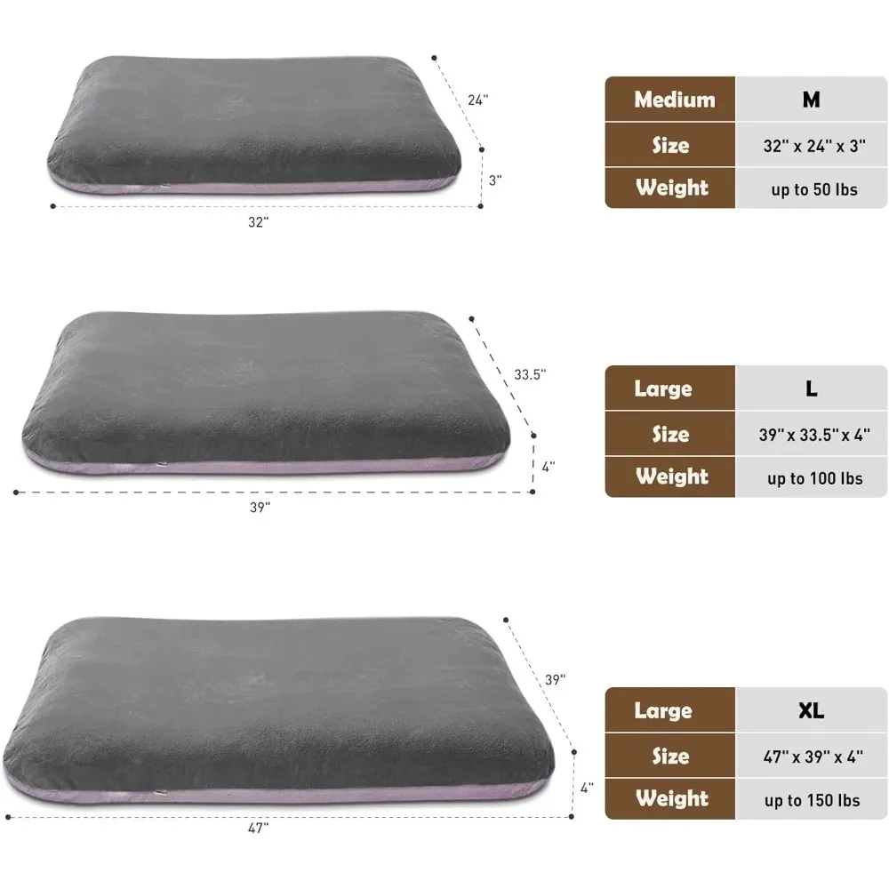 47 Inches Dog Bed with Removable and Washable Cover for XL Dogs, Anti Slip Bottom, Jumbo Orthopedic Foam Dog Bed