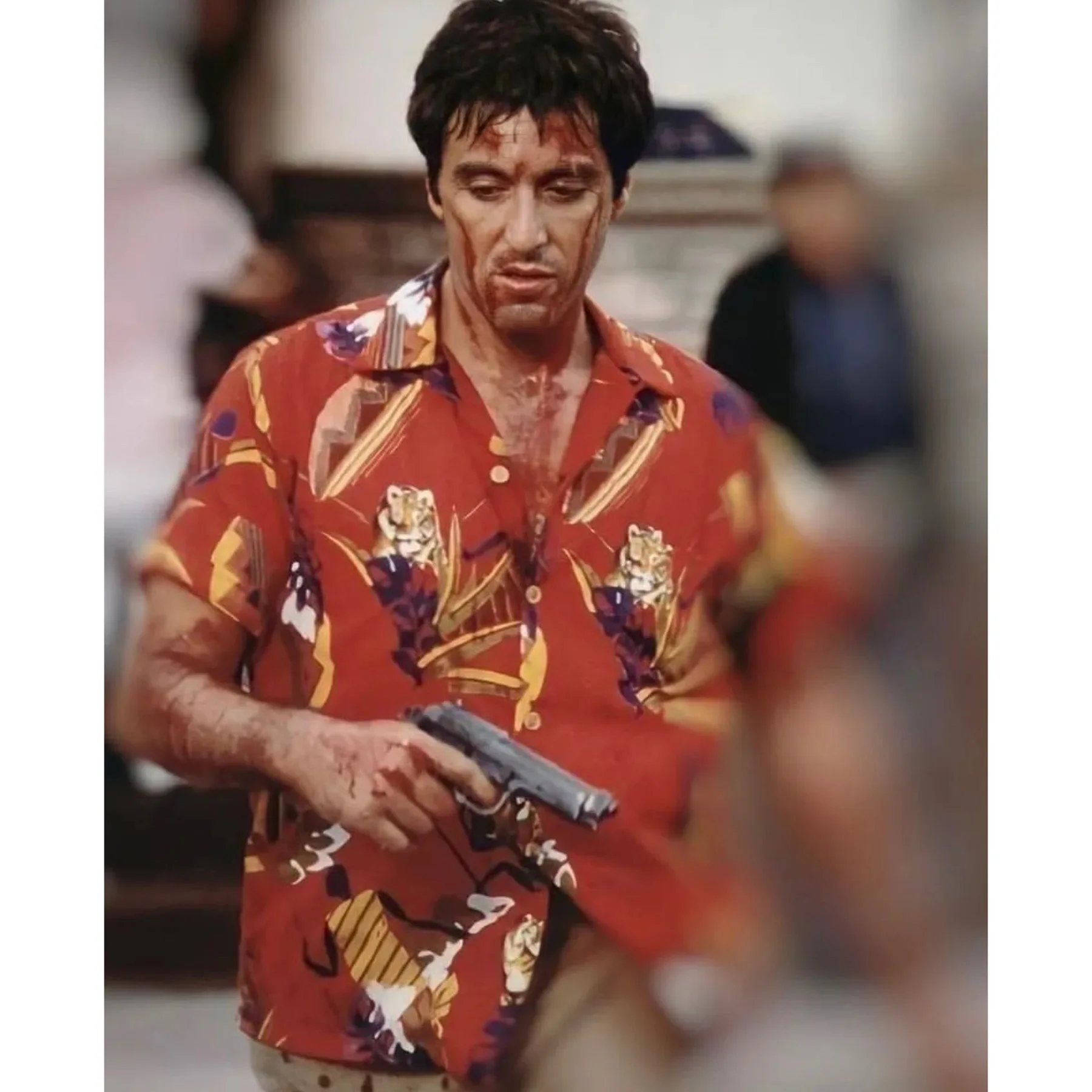 

Гавайский ирт ор Све Кубинский воротник LU686 Tribute to Al Pacino Scarface Vintage Faion Youth 2) Свободная посадка с принтом