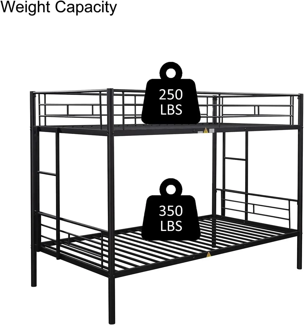 Metalen stapelbed Twin Over Twin Stevige, robuuste stapelbedden met 2 zijladders, ruimtebesparend, geen boxspring nodig, voor jongensmeisjes