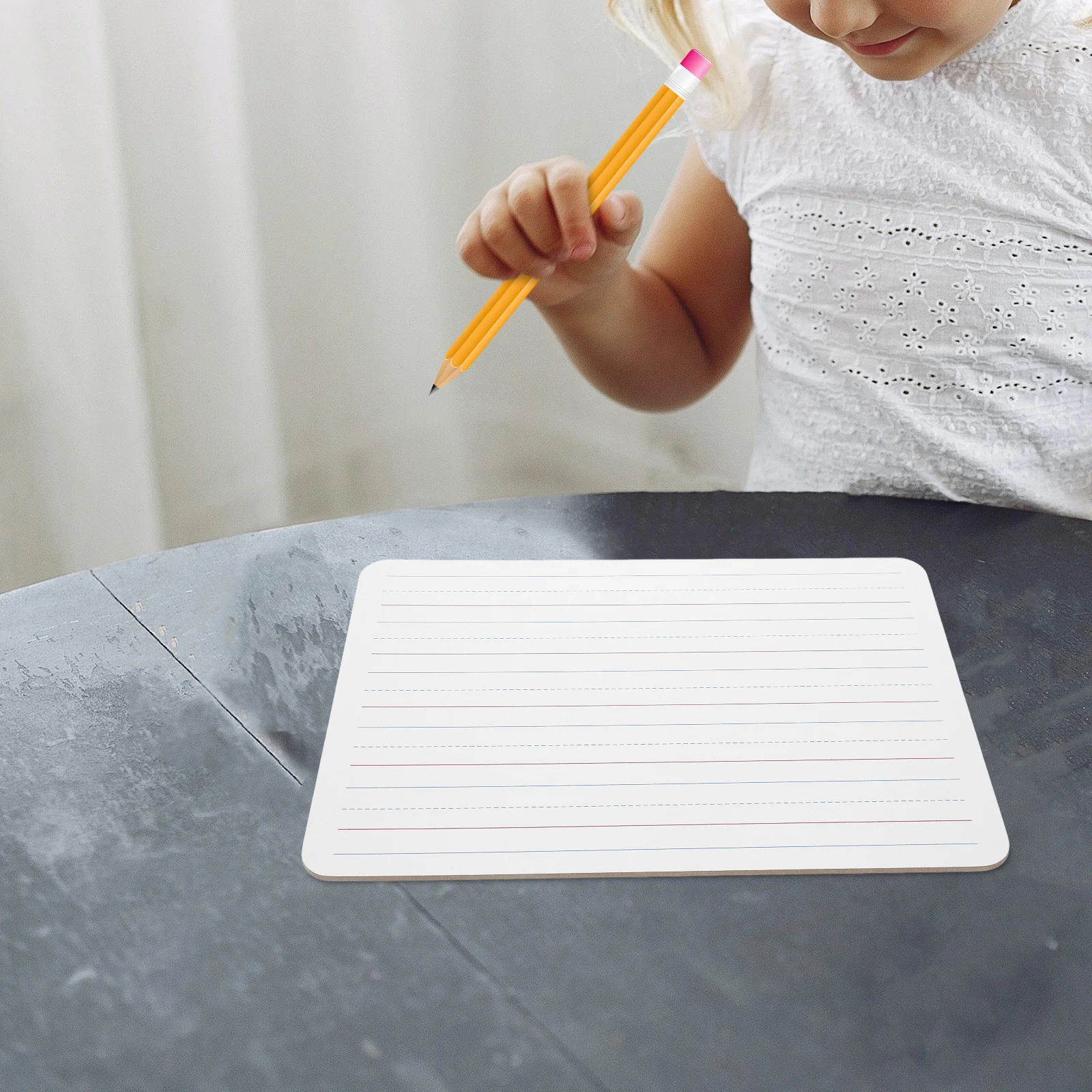 Quadro branco pequeno apagável a seco com linhas para aprendizagem dupla face, escrita, sala de aula, escritório, estudantes, professores