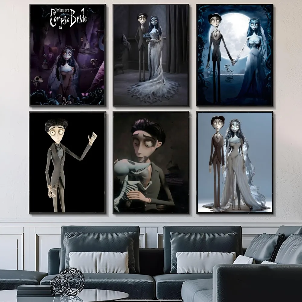 C-Corpse Bride Cartoon Self-adhesive Art Waterproof Paper Sticker Coffee House Bar Room Wall Decor