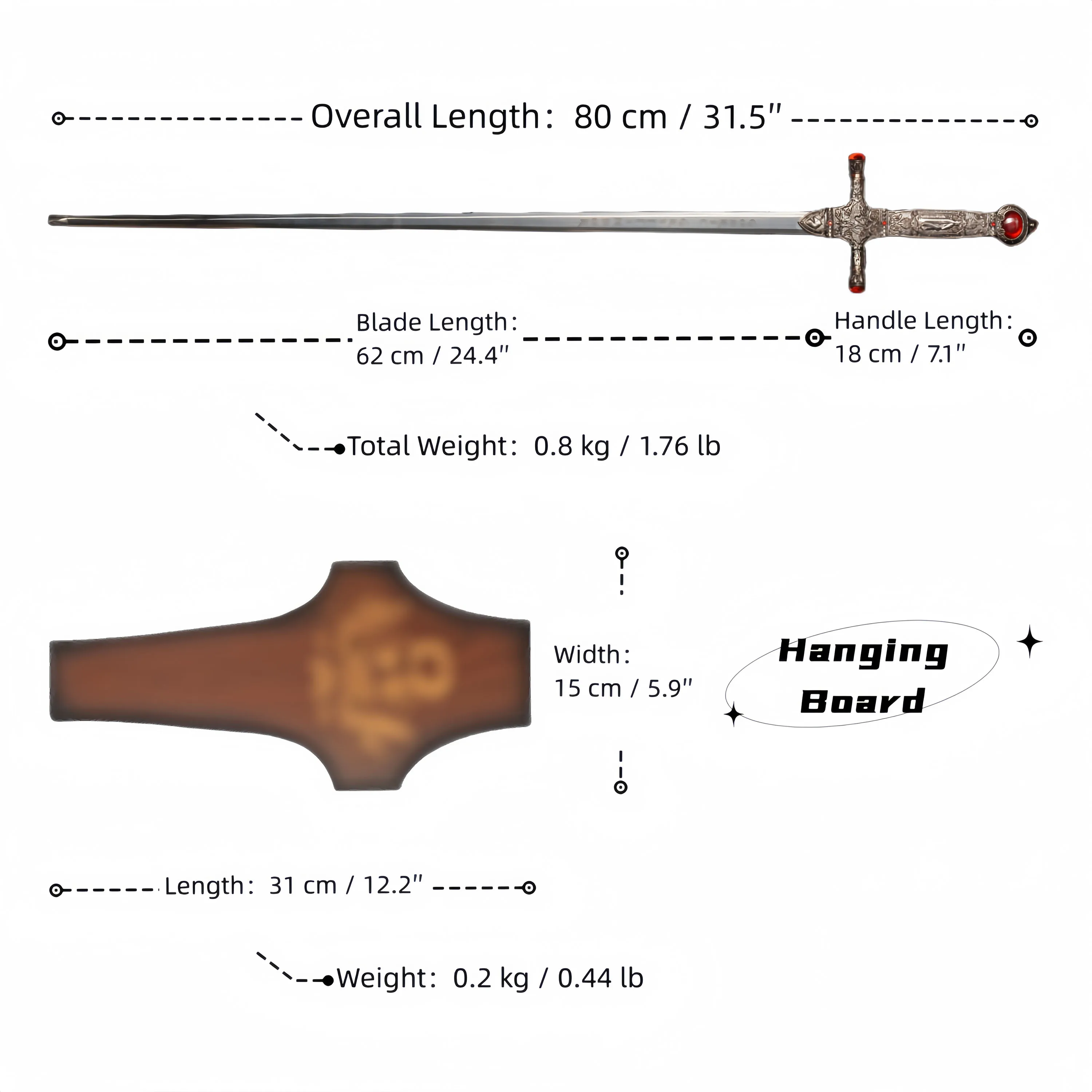 Sierzwaard met zwaardthema en muurbevestiging Roestvrij staal Decoratief ophangbord Cosplay Collectie Decoratie