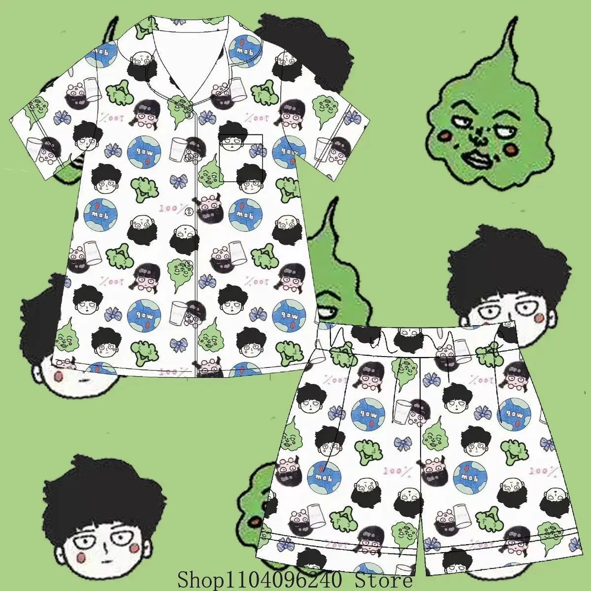 Anime Game Mob Psycho 100 Dimple Cosplay Costume Summer Pajamas T-shirt Shorts Home Dress Men Woman Mascot Student Fans Gift view 4