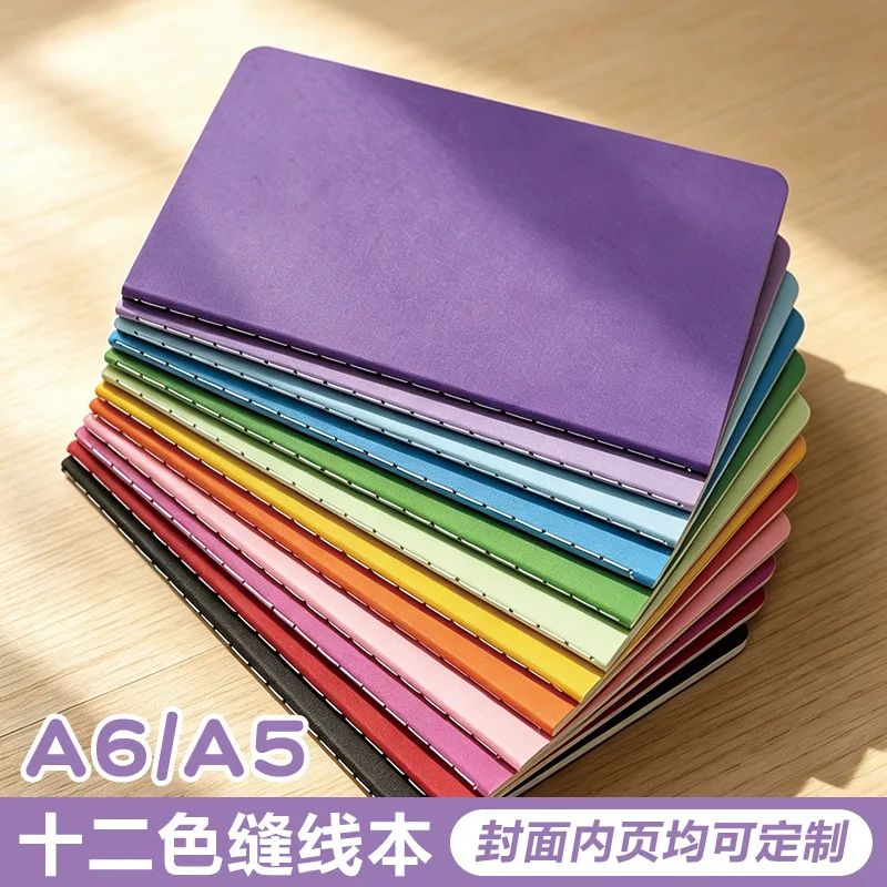 10pcs A6 Sewn Binding Notebook Blank Cover Journal Diary Lined Paper Notepad Student School Office Writing Stationery Memo Book