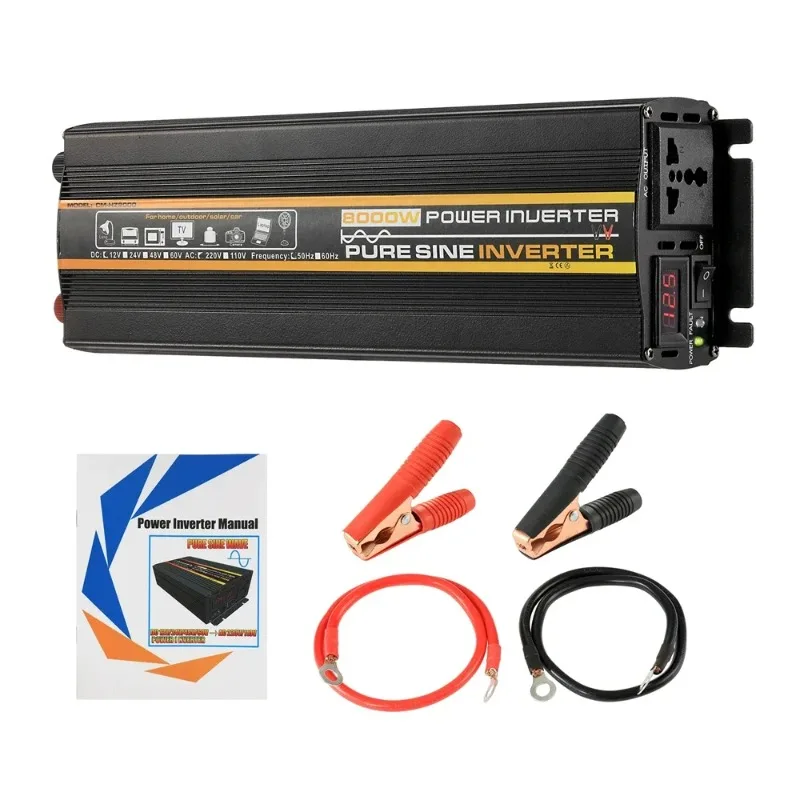 Pure Sine Wave Power Inverter 3000W 4000W 6000W 8000W DC12V 24V To AC220V LED Display Voltage Converter