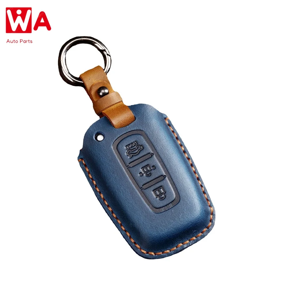 

Leather Key Case Cover For Hyundai Solaris HB20 Veloster SR IX35 Accent Elantra I30 For KIA RIO K2 K3 Sportage