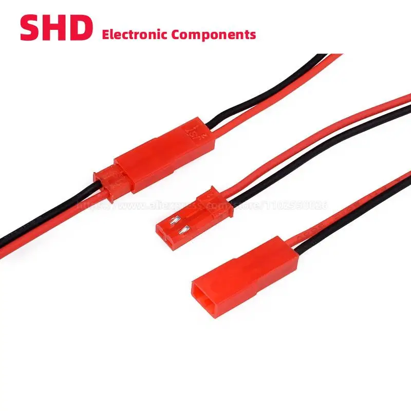 50Pairs JST 2P 2Pin Connector Plug Cable Male + Female for RC Battery  100mm/200MM 10CM 20CM