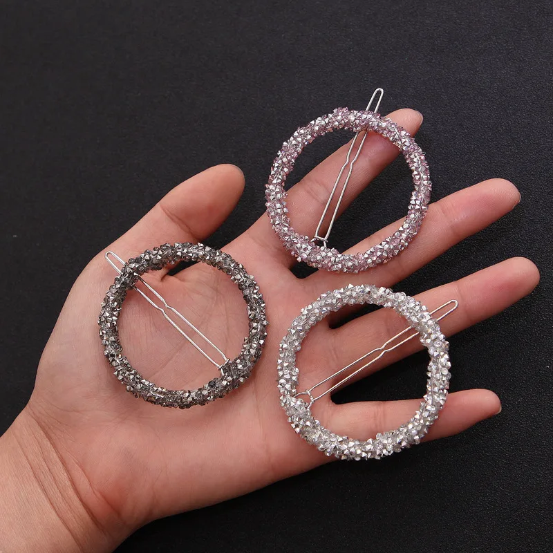 1Pcs Fashion Crystal Rhinestones Hairpin Star Triangle Round Shape Women Hair Clips Frog Barrettes Hair Styling Accessories J36