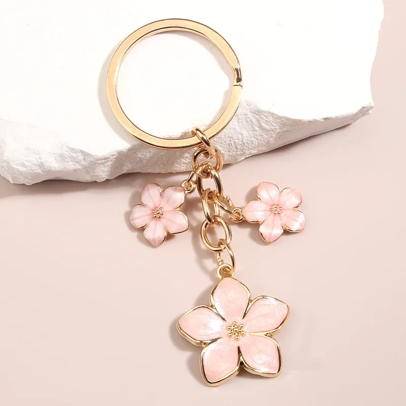 Cute Plant Keychain Sakura Flower Key Ring Enamel Key Chains For Women Girls Handbag Accessorie Car Keys DIY Sweet Jewelry Gifts image 6