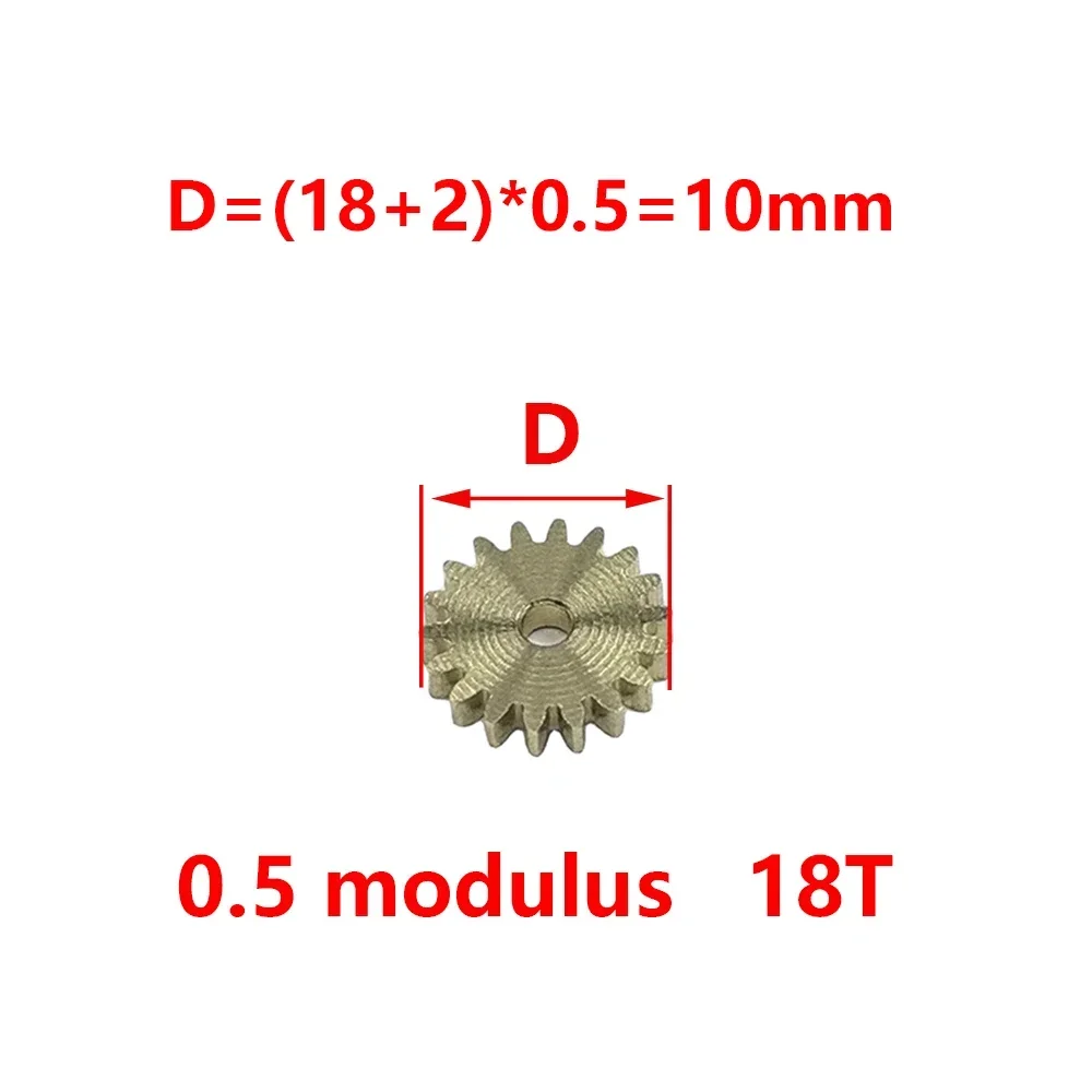 0.5M Modulus Thin Copper Brass Gear 18/20/22/24/25/26/28/30/32/36/40/50 Teeth Metal Transmission Pinion Gear Fit 2mm Motor Shaft