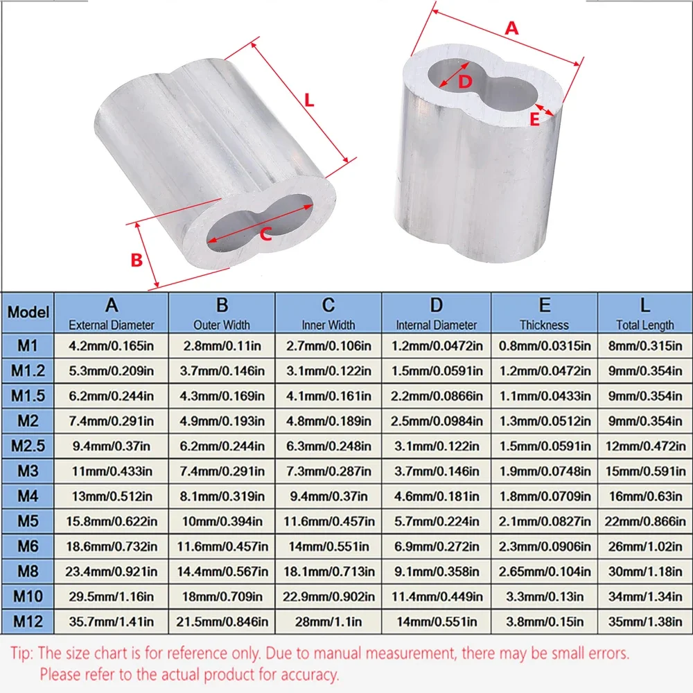 1-100Pcs Double Hole Cable Crimp Sleeve M1 to M12 Wire Ferrules 8-Shape Aluminum Cable Stopper Crimp Rope Hardware Accessories