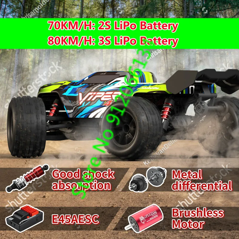 Camión eléctrico sin escobillas todoterreno, 80 KM/H, 2,4G, 1:16, 4WD, transmisión de Metal, iluminación LED, coche teledirigido