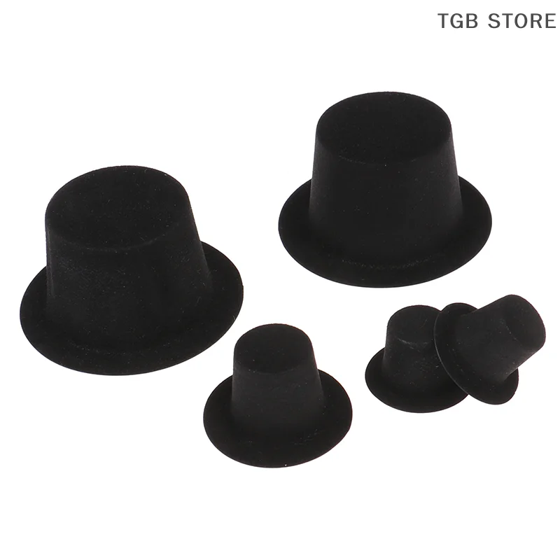 10 قطعة بولي كلوريد الفينيل الأسود مصغرة محاكاة توافدوا قبعة نموذج 1:12 دمية DIY الملحقات