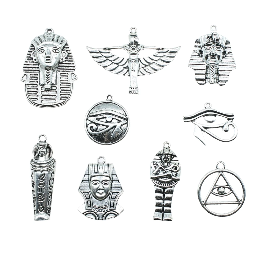 5 sztuk Charms egipski faraon antyczne srebro kolor oko horusa Charms do tworzenia biżuterii wisiorek Kleopatra — zdjęcie 3