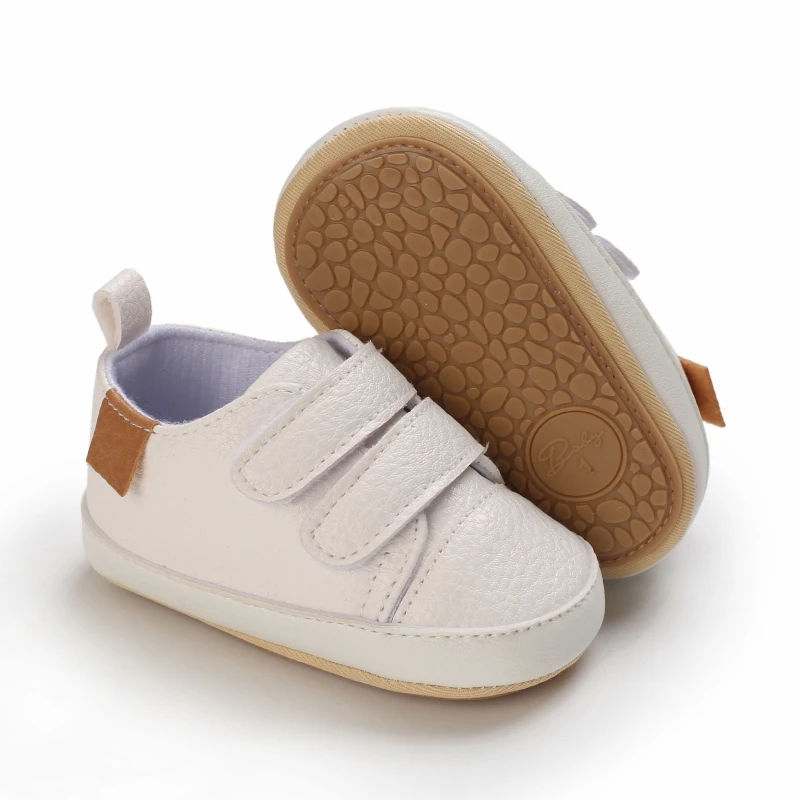 New Baby Casual Shoes Vintage Leather Classic Color Matching Baby First Walker Shoes Rubber Sole Soft Non-slip Toddler Crib Shoe
