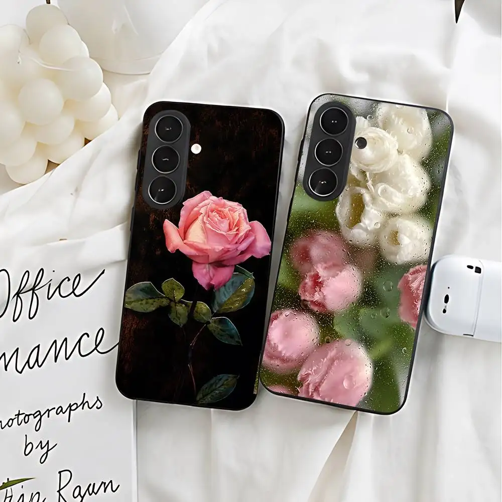 Rose Floral Silicone Phone Case For Samsung Galaxy S21 S22 S23 S24ULTRA S25ULTRA FE Ultra Plus5G A52S S26 Cover