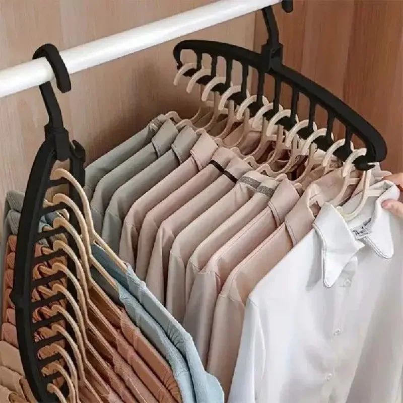 Folding Multi-hole Clothes Hanger, Non-slip Space Saving Wardrobe Organizer