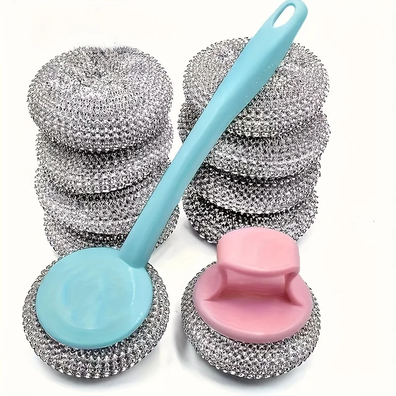 10 Pcs Nano Cleaning Sponge with Removable Handle,Includes Long and Short Handles Scratch Free Dishwasher,For Pots and Plates ﻿