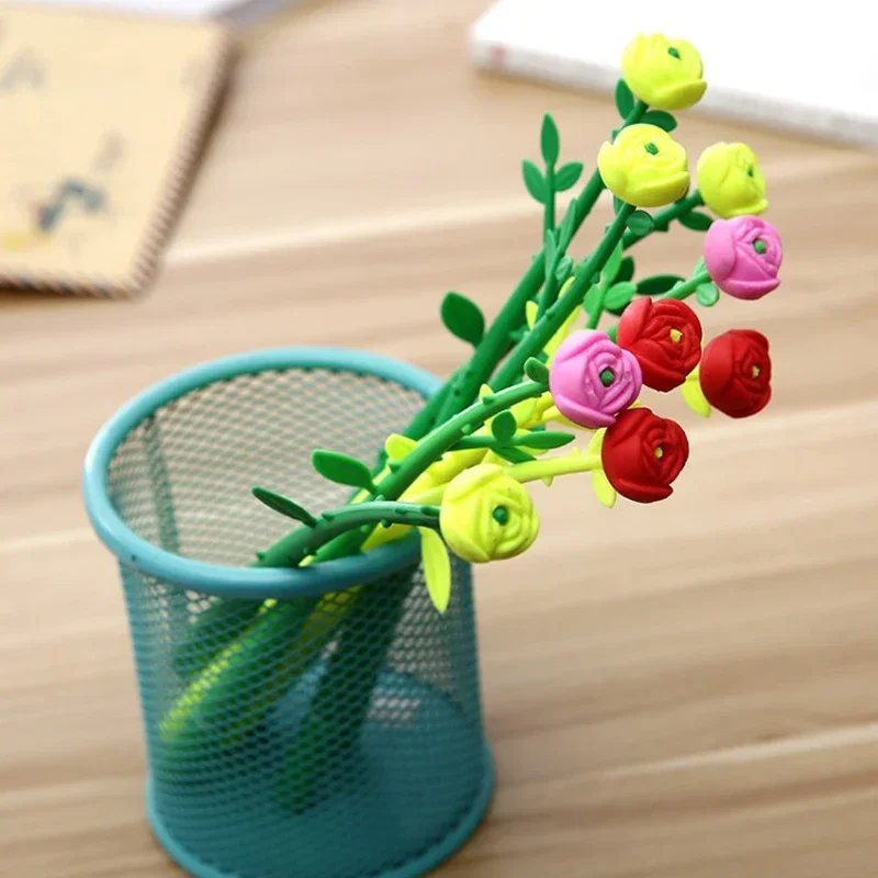 Rose Blume Gel Stifte Silikon schwarze Tinte Schule Schreib werkzeuge Wohnkultur Malerei Zeichnung Stift Schul bedarf Büro zubehör