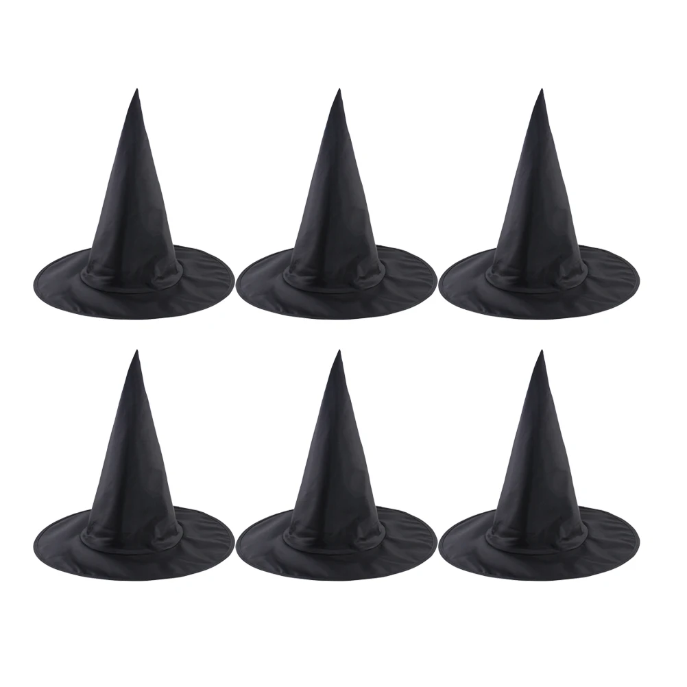 

6pcs Wizard Party Decorations Durable Cosplay Headpiece Festival Party Wizard Hat Witch Hat Costume Props for Events