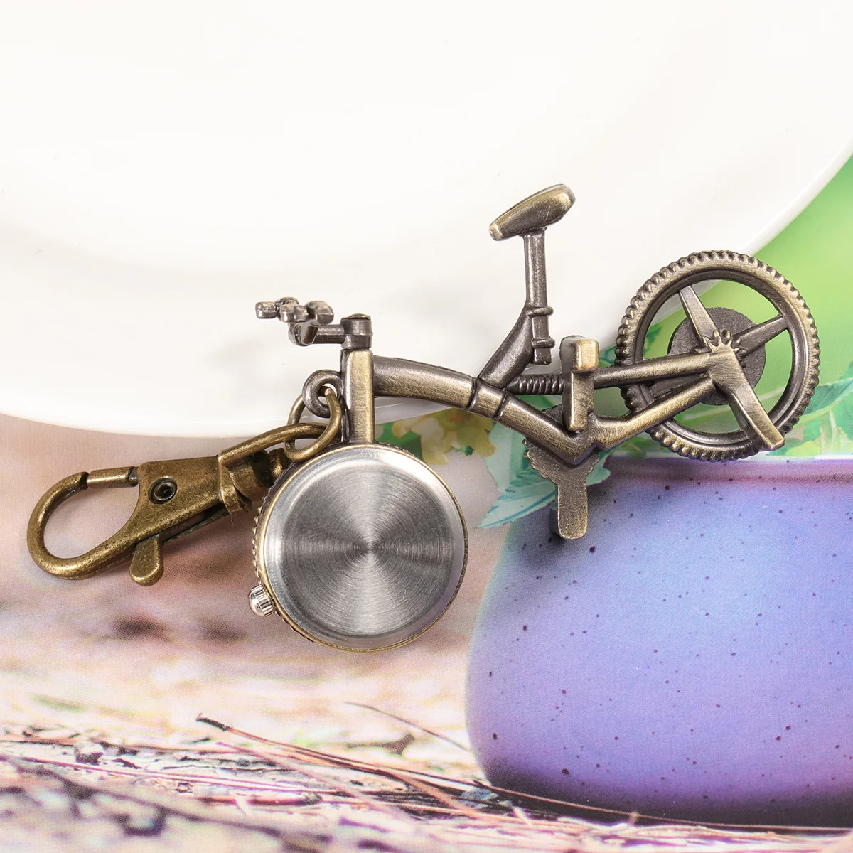 الرجعية دراجة المفاتيح ساعة الجيب سبيكة الحرفية معلقة قلادة خمر نمط ساعة صغيرة ديكور هدية التبعي #6