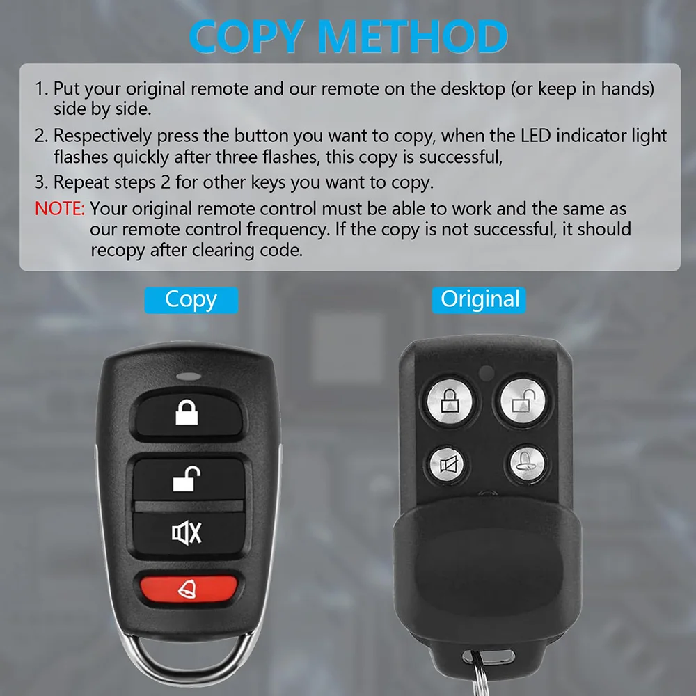 Universal 433.92MHz Duplicator Remote Control Garage Door Opener Remote 4 Button Replacement Door Remote for Gadgets Car Home