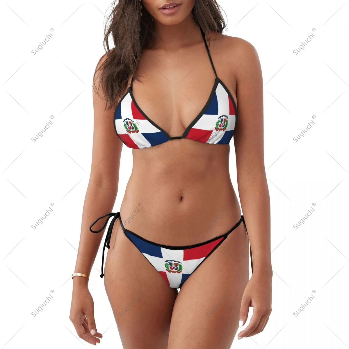 

Women Girls Bikini Dominican Republic Flag Swimsuit Sets Three Point Beachwear Swimming Bathing Beach Party Suits Sexy Mujer