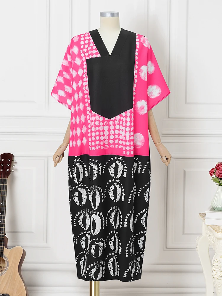 Plus Größe 5XL VONDA Vintage Maxi Kleid Frauen Gedruckt Vetido 2025, Sommer Party 3/4 Hülse Böhmischen Patchwork Robe Casual Sommerkleid