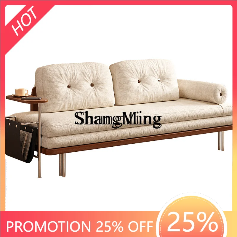 

ZYY Sofa Bed Used Solid Wood Single Armrest Living Home Retro Chenille Retractable Pull Bed for Home Use