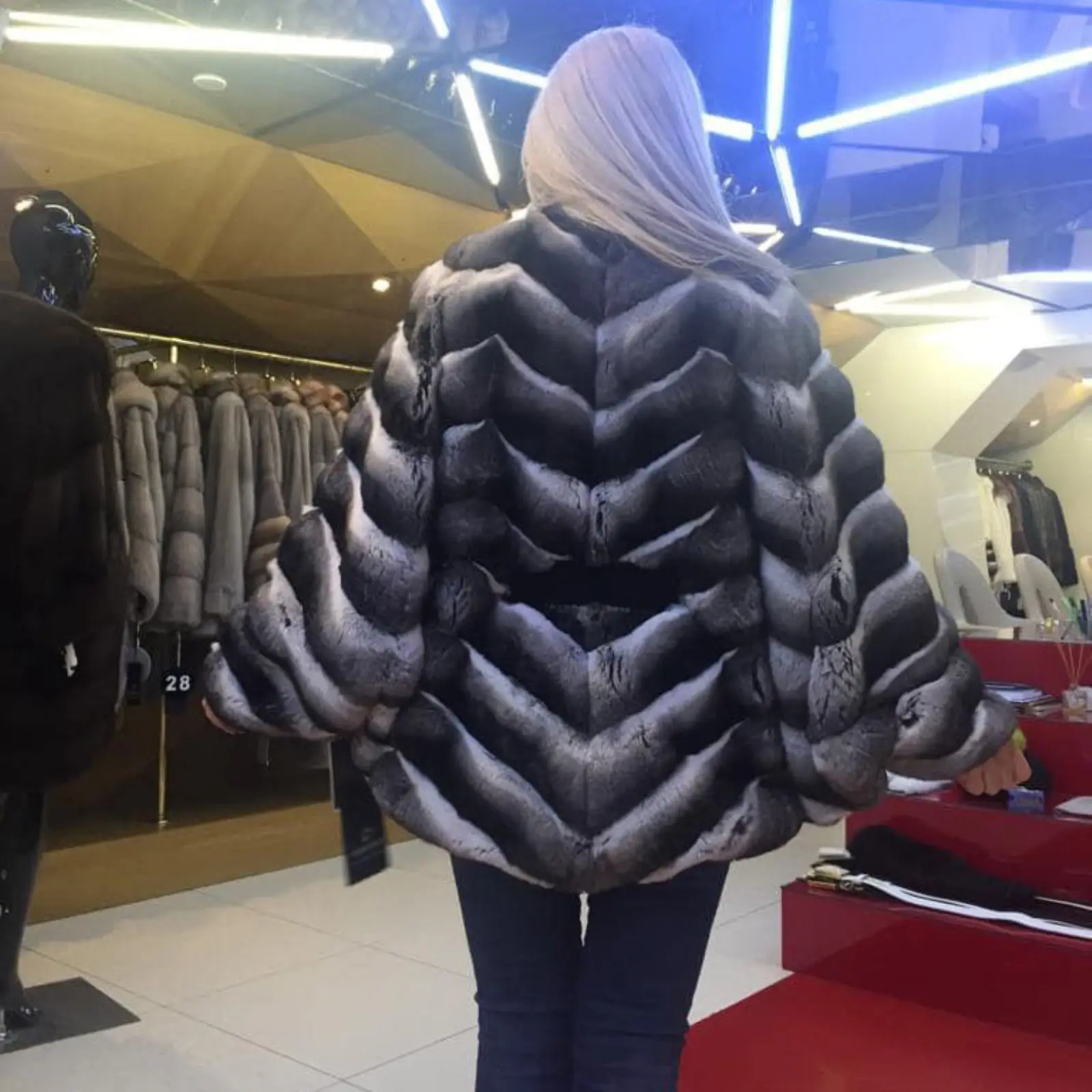 Poncho invernale da donna in vera pelliccia di coniglio Rex cincillà, mantello di lusso di media lunghezza, caldo soprabito in vera pelliccia 