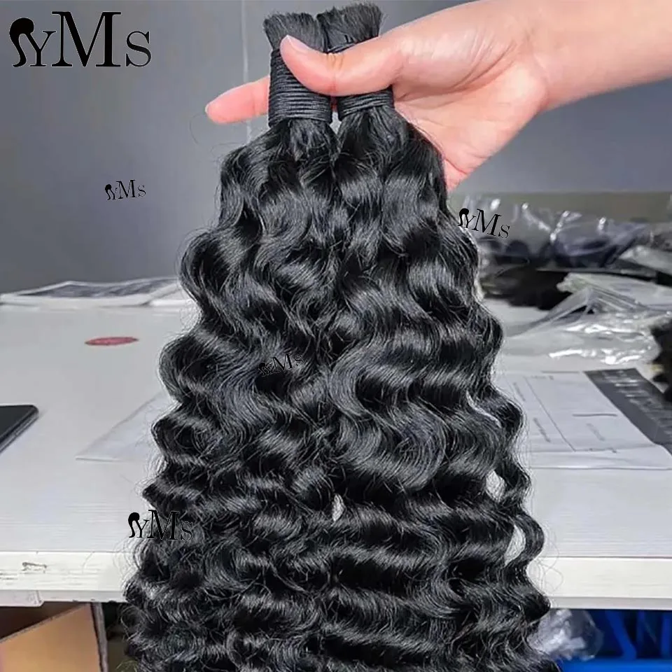 Burmese Curly Bulk Human Hair For Braiding Wholesale YMS Boho Braids Human Hair Extensions No Weft Double Drawn Curly Hair Bulk