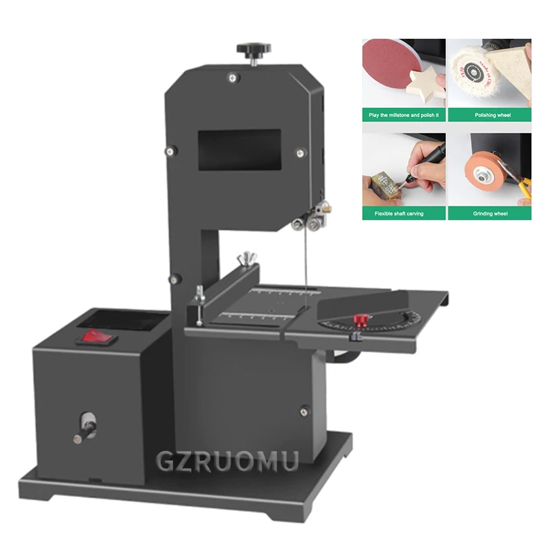 800 W Electric Desktop Woodworking Band Saw Machine Small Multifunction Curve Cutting Tool With 1 Linear Saw Strip 1750RPM 70 MM