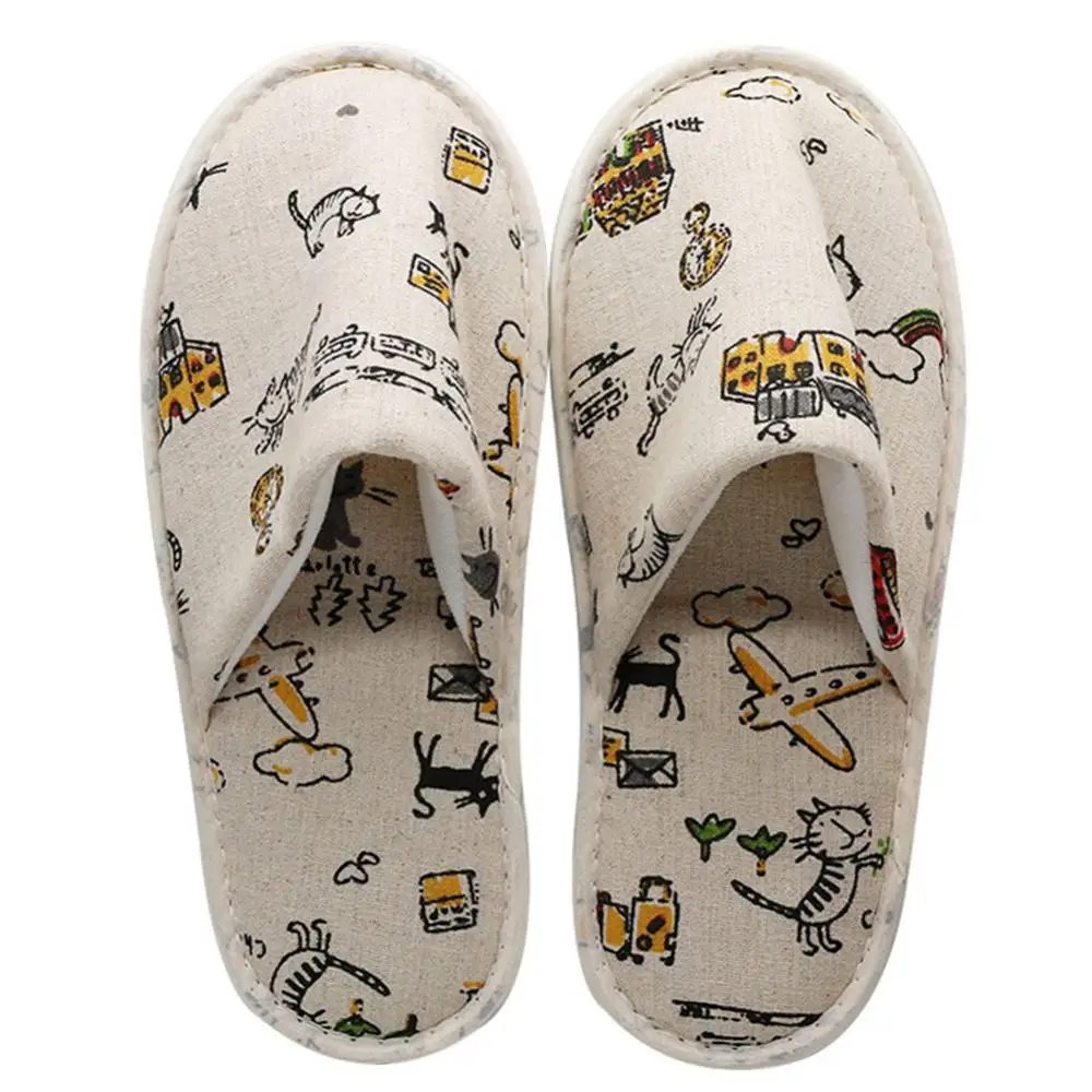 Portable Closed Toe Shoes Slippers Disposable Tree Leaf Print Hotel Travel SPA Shoes