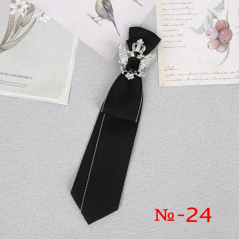 Handgemachte schwarze Band Krawatte Kristall Strass Schmuck Männer Shirts heiße neue Mädchen Jungen Kragen Krawatten Schuluniform Frauen Krawatte – Detail 25